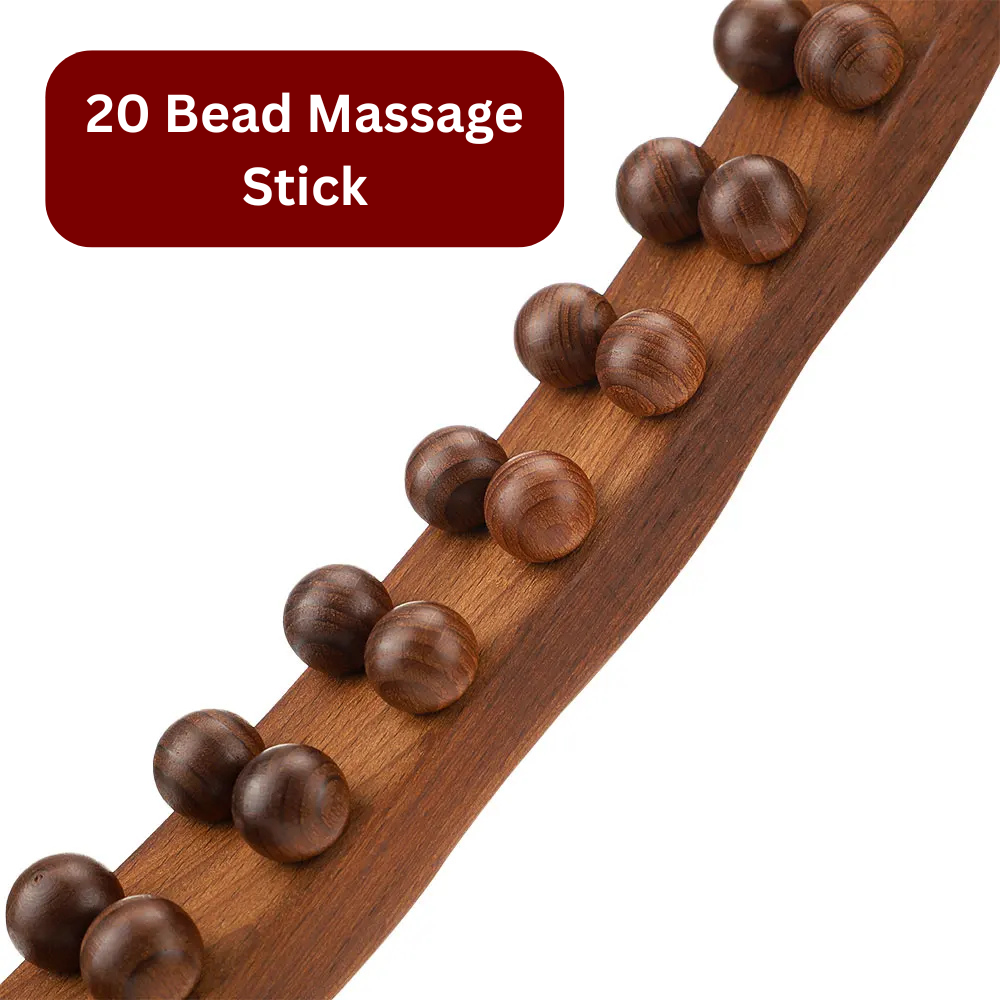 Wooden Body Roller | Natural Beech Massage Stick (8 & 20 Bead Versions)