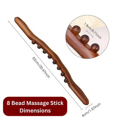 Wooden Body Roller | Natural Beech Massage Stick (8 & 20 Bead Versions)