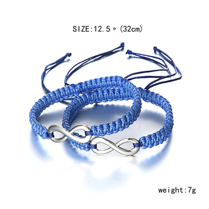 Infinity couple bracelet size chart and measurements