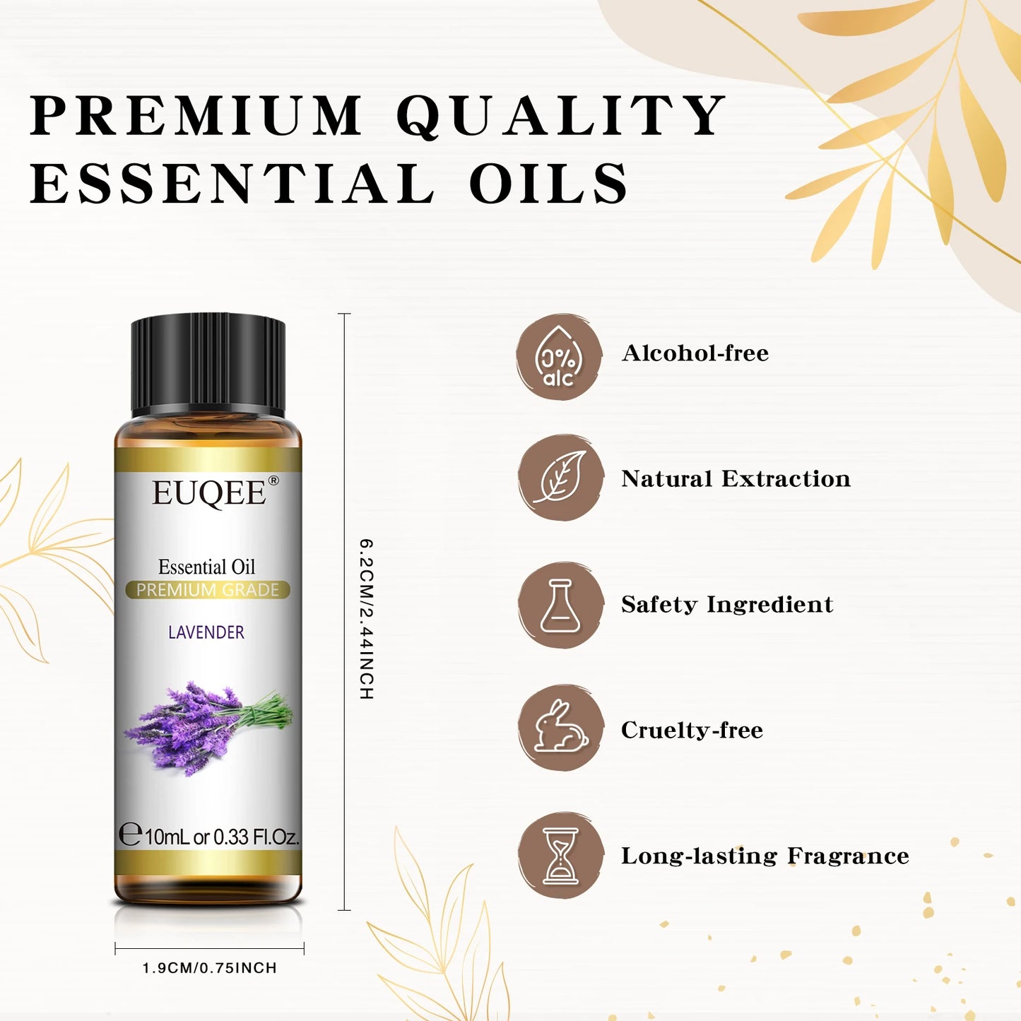 EUQEE Premium Essential Oil – 10ml Pure Aromatherapy Collection (Single Bottle)