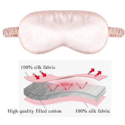 Cross-section showing high-quality silk fabric with cotton filling for light blocking and breathability.