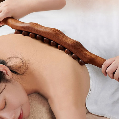 Wooden Body Roller | Natural Beech Massage Stick (8 & 20 Bead Versions)