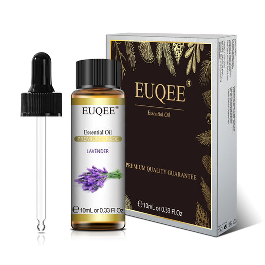EUQEE lavender oil with dropper, highlighting premium quality and pure plant extract